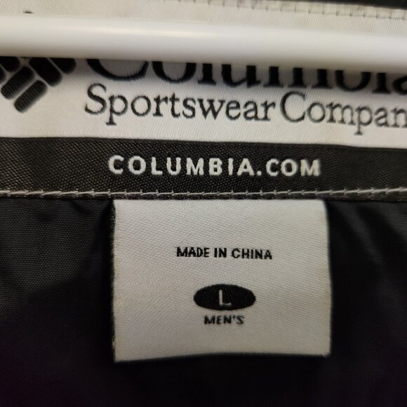 Columbia Men's Large Black & Gray Full Zip Windbreaker Jacket Mesh Lining Snap - Picture 6 of 16